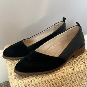 Beta Brand Women's leather City Skimmer flat shoes, Black, Size 9M